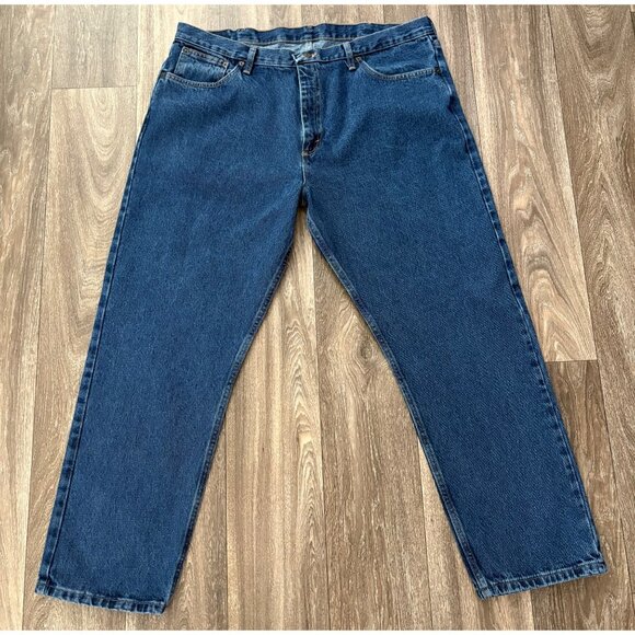 MAGELLAN MENS PLUS SIZE DENIM BLUE JEANS STRAIGHT LEG 42X30 100% COTTON WORK - Picture 2 of 9